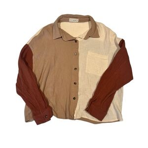 By Together Gauze Colorblock Button-Up Shirt – Size M